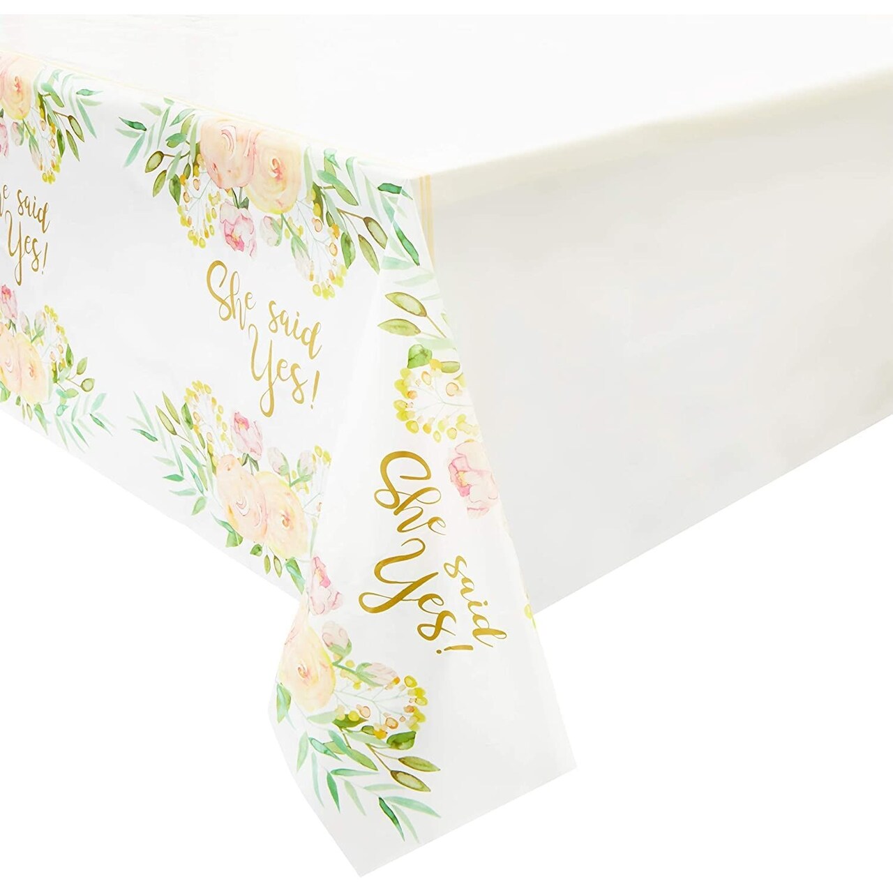 She Said Yes Table Covers for Bridal Showers (54 x 108 in., 3 Pack)
